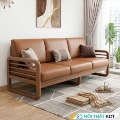 Sofa văng gỗ 3 chỗ ngồi S175-V nhỏ gọn màu màu nâu