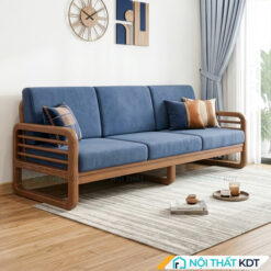 Sofa văng gỗ 3 chỗ ngồi S175-V nhỏ gọn màu xanh lam