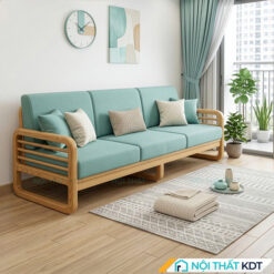 Sofa văng gỗ 3 chỗ ngồi S175-V nhỏ gọn màu xanh ngọc