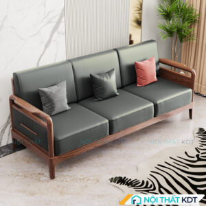 Sofa go da sang trong nho gon S558 V3 mau den