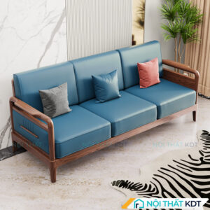 Sofa go da sang trong nho gon S558 V3 mau xanh lam