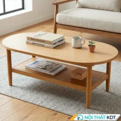 Bàn gỗ sồi mặt bầu dục B151