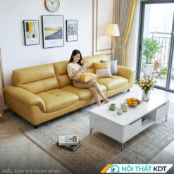 Ghe sofa da phong khach dep S412 V3 mau vang