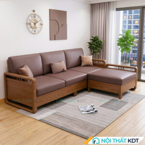 Ghe sofa salon go don gian S331 L3 mau nau cafe
