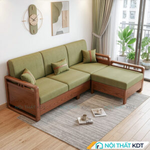 Ghe sofa salon go don gian S331 L3 mau xanh luc