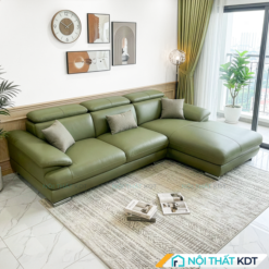 Sofa da 3 cho ngoi phong khach S215 L3 mau xanh luc