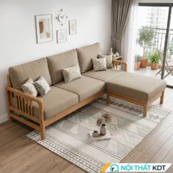 Sofa go 3 cho ngoi nho gon S340 L3 mau be