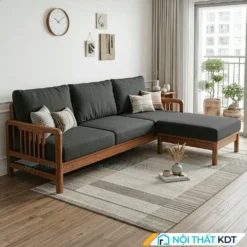 Sofa go 3 cho ngoi nho gon S340 L3 mau den