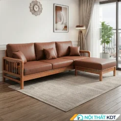 Sofa go 3 cho ngoi nho gon S340 L3 mau nau