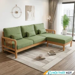 Sofa go 3 cho ngoi nho gon S340 L3 mau xanh luc