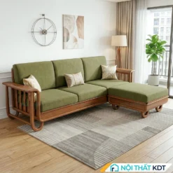 Sofa go goc L doc dao S555 L3 mau xanh luc