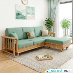 Sofa go goc L doc dao S555 L3 mau xanh ngoc