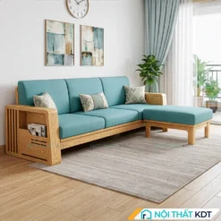 Sofa go goc chu L S271 L3 mau xanh ngoc