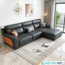 Sofa goc L boc da 3 cho ngoi S212 L3 mau den