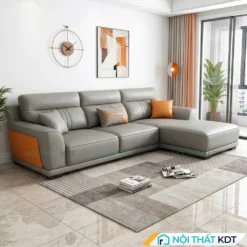 Sofa goc L boc da 3 cho ngoi S212 L3 mau ghi