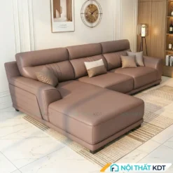 Sofa goc L boc da 3 cho ngoi S212 L3 mau nau cafe
