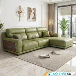 Sofa goc L boc da 3 cho ngoi S212 L3 mau xanh luc