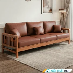 Sofa vang 3 cho ngoi go soi S340 V3 mau nau