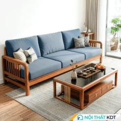 Sofa vang 3 cho ngoi go soi S340 V3 mau xanh lam