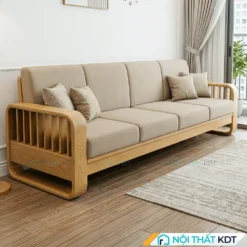 Sofa văng gỗ sồi tần bì 4 chỗ ngồi S274-V4 màu kem
