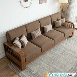 Sofa văng gỗ sồi tần bì 4 chỗ ngồi S274-V4 màu nâu cafe