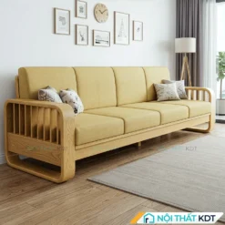 Sofa văng gỗ sồi tần bì 4 chỗ ngồi S274-V4 màu vàng