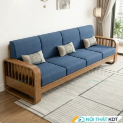 Sofa văng gỗ sồi tần bì 4 chỗ ngồi S274-V4 màu xanh navy