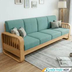 Sofa văng gỗ sồi tần bì 4 chỗ ngồi S274-V4 màu xanh ngọc