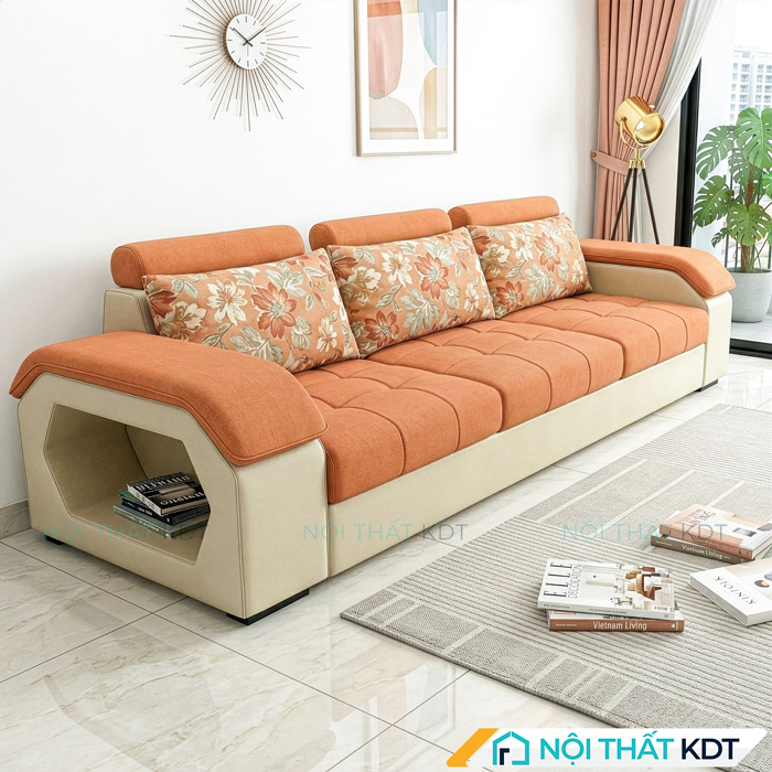 Sofa vang phong khach mau cam va kem