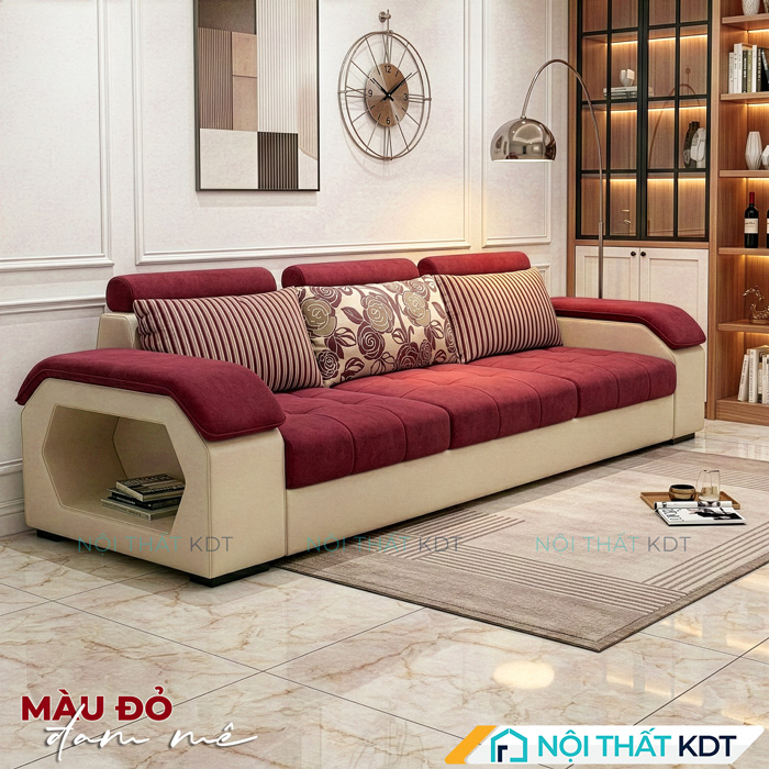 Sofa vang phong khach mau do kem