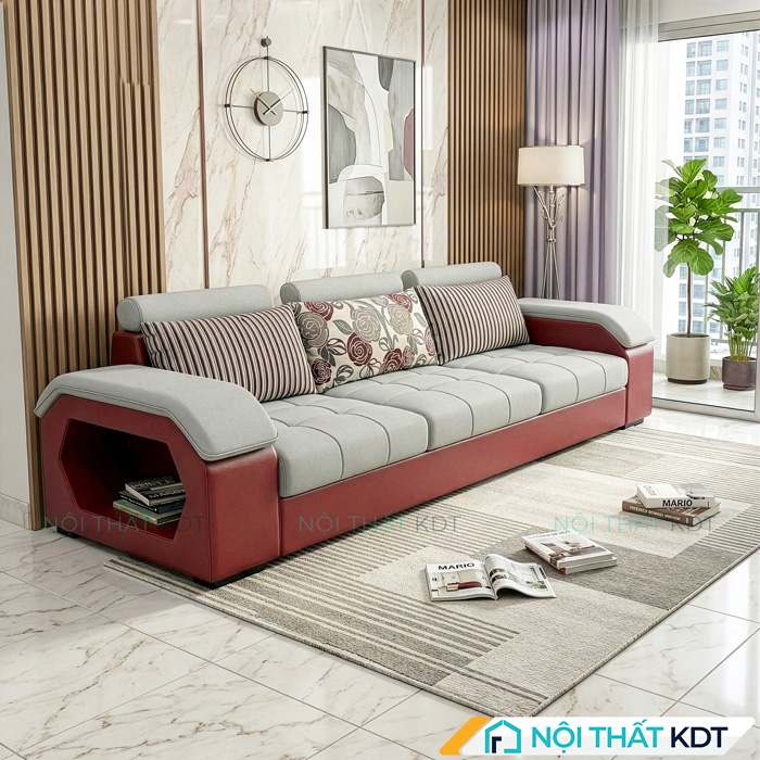 Sofa vang phong khach mau ghi va do