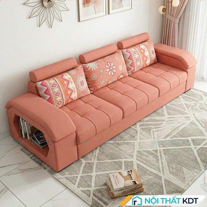 Sofa vang phong khach mau hong cam