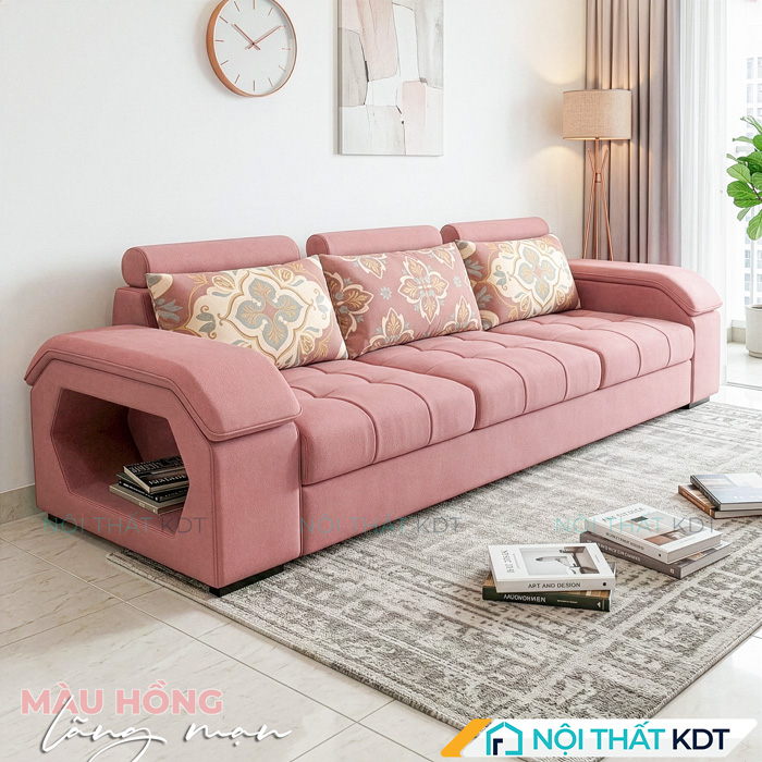 Sofa vang phong khach mau hong
