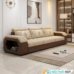 Sofa vang phong khach mau kem va nau