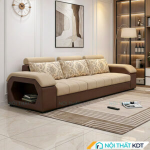 Sofa vang phong khach mau kem va nau