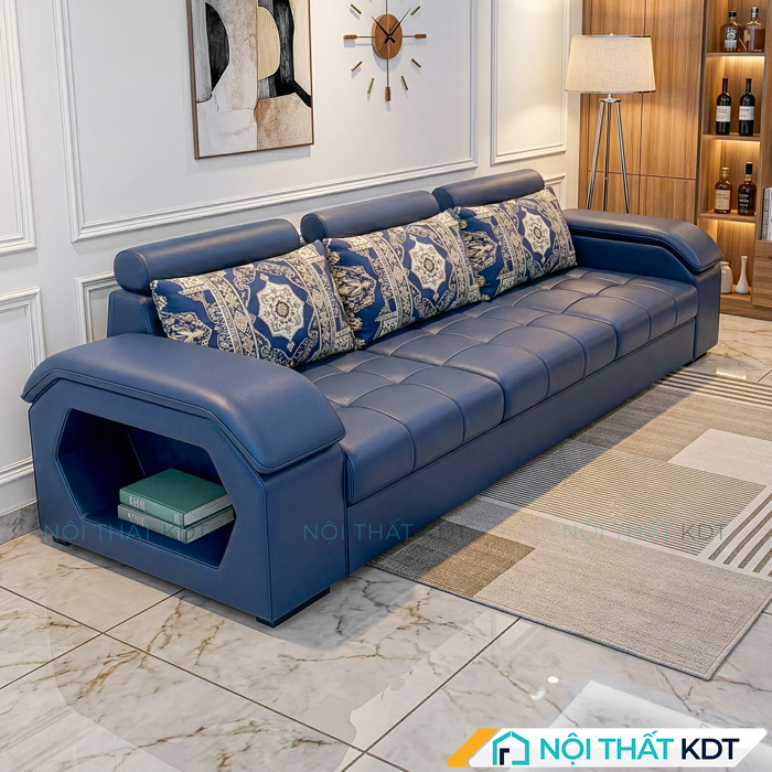 Sofa vang phong khach mau xanh lam