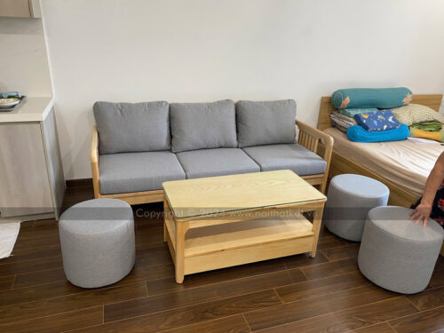 Sofa văng 3 chỗ ngồi gỗ sồi S340-V3 photo review