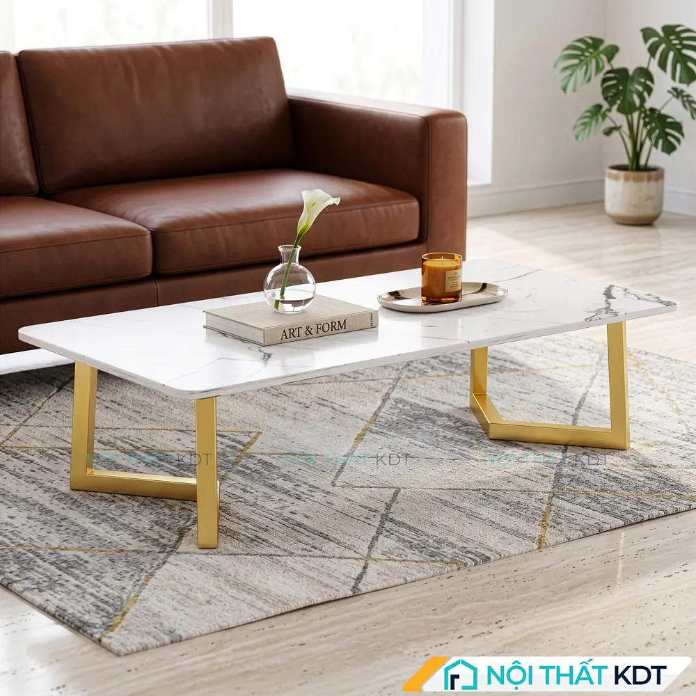 Ban tra kim loai don gian B177 da marble