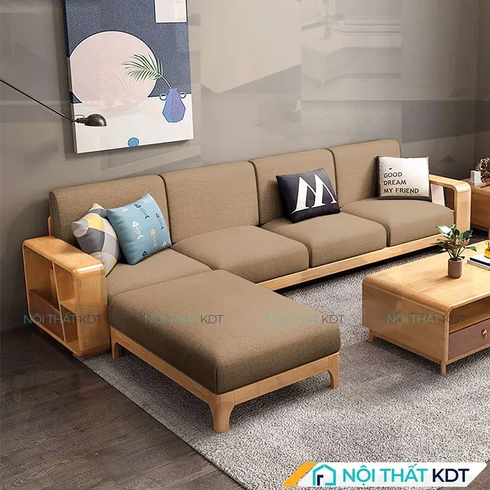 Sofa gỗ sồi nhập khẩu rất phù hợp với phòng khách hiện đại, tối giản