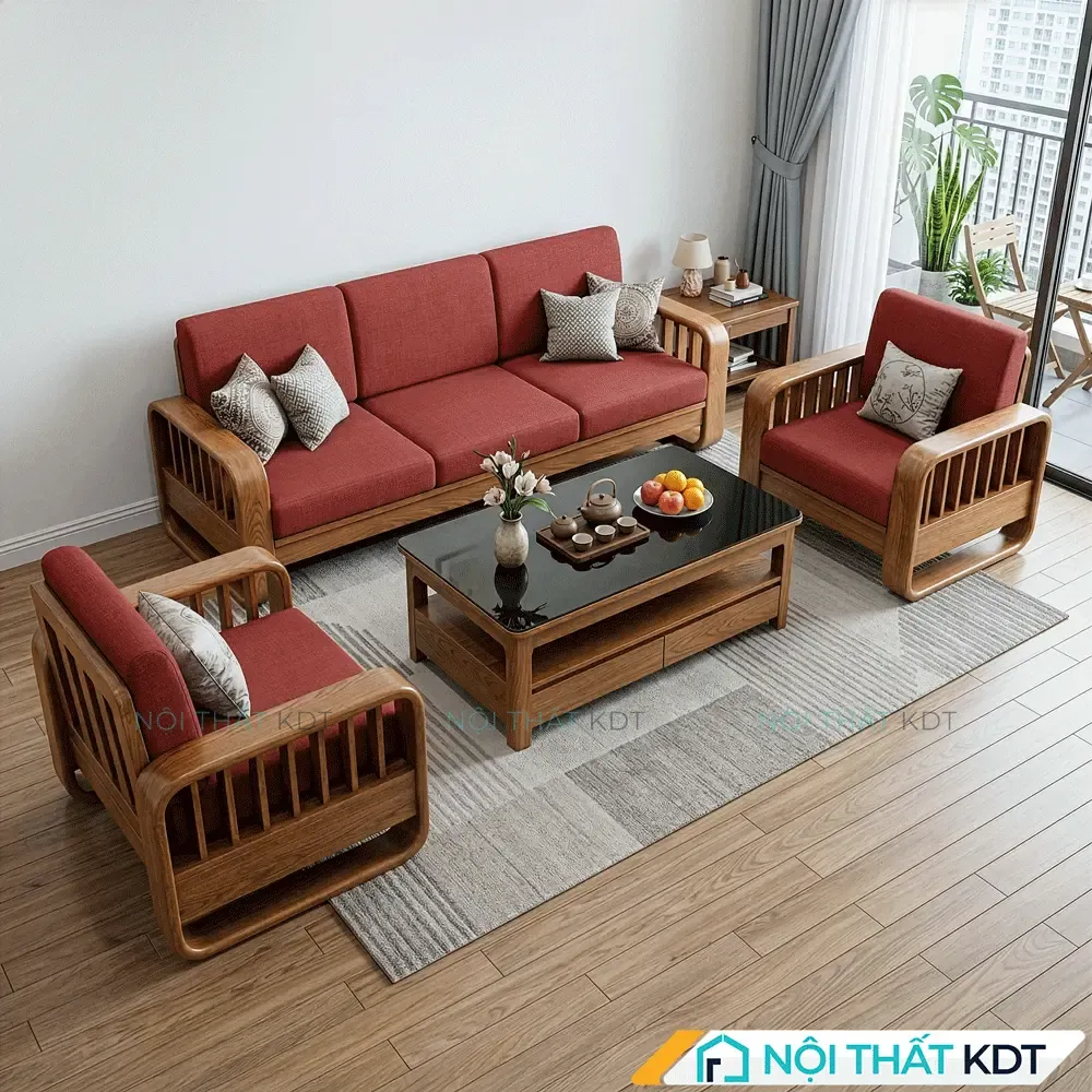 Ứng dụng đệm ghế với sofa gỗ thông minh để thay đổi phong cách phòng khách