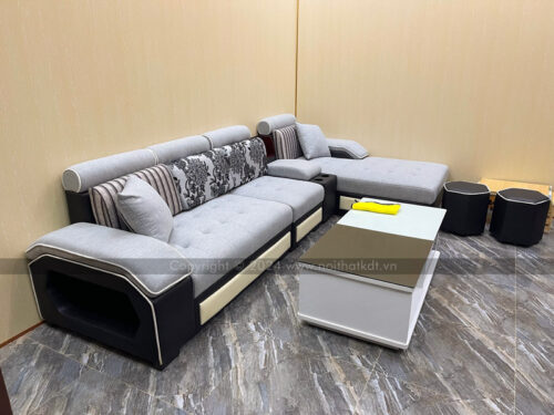 Bộ ghế sofa phòng khách bọc nỉ góc L tay úp S29 photo review