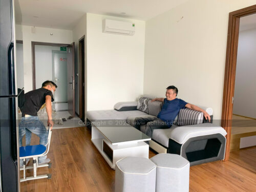 Bộ ghế sofa phòng khách bọc nỉ góc L tay úp S29 photo review