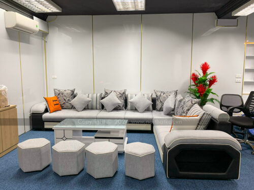 Bộ ghế sofa phòng khách bọc nỉ góc L tay úp S29 photo review