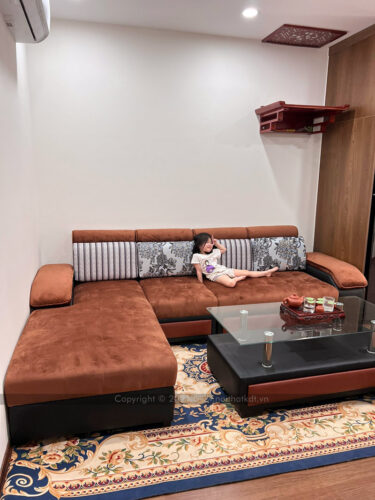 Bộ ghế sofa phòng khách bọc nỉ góc L tay úp S29 photo review