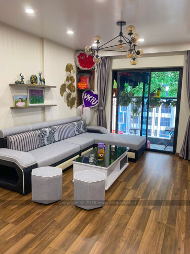 Bộ ghế sofa phòng khách bọc nỉ góc L tay úp S29 photo review