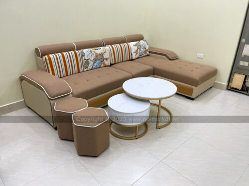 Bộ ghế sofa phòng khách bọc nỉ góc L tay úp S29 photo review
