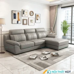 Sofa da phong khach S211 L3 mau ghi