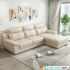 Sofa da phong khach S211 L3 mau kem