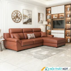 Sofa da phong khach S211 L3 mau nau do