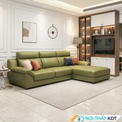 Sofa da phong khach S211 L3 mau xanh reu
